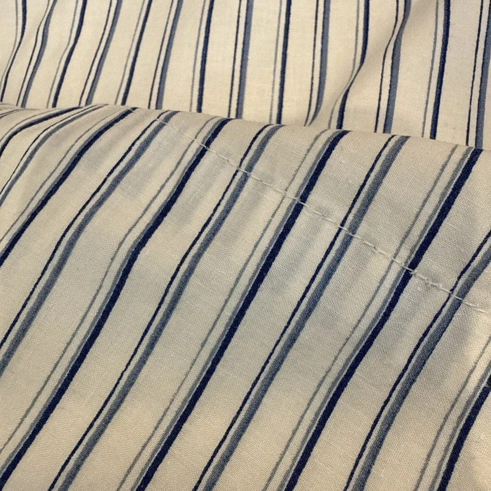 Vintage Ralph Lauren Blue Label Flat‎ Sheet Full Size Blue White Stripe